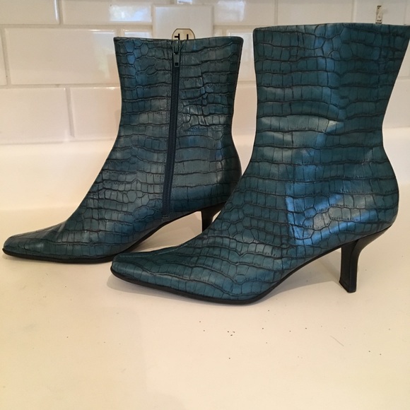 teal booties heels